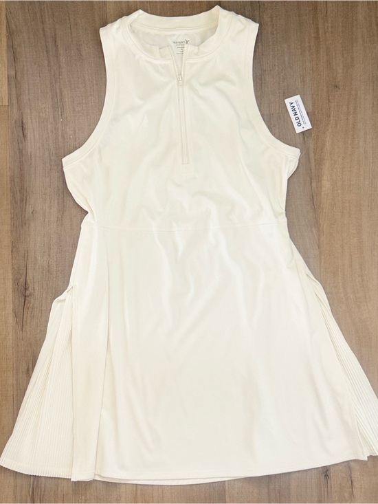 Old Navy Dresses & Skirts - Old Navy White One-Piece Athleisure Stretchy Pleated Swimcover Women’s Dress